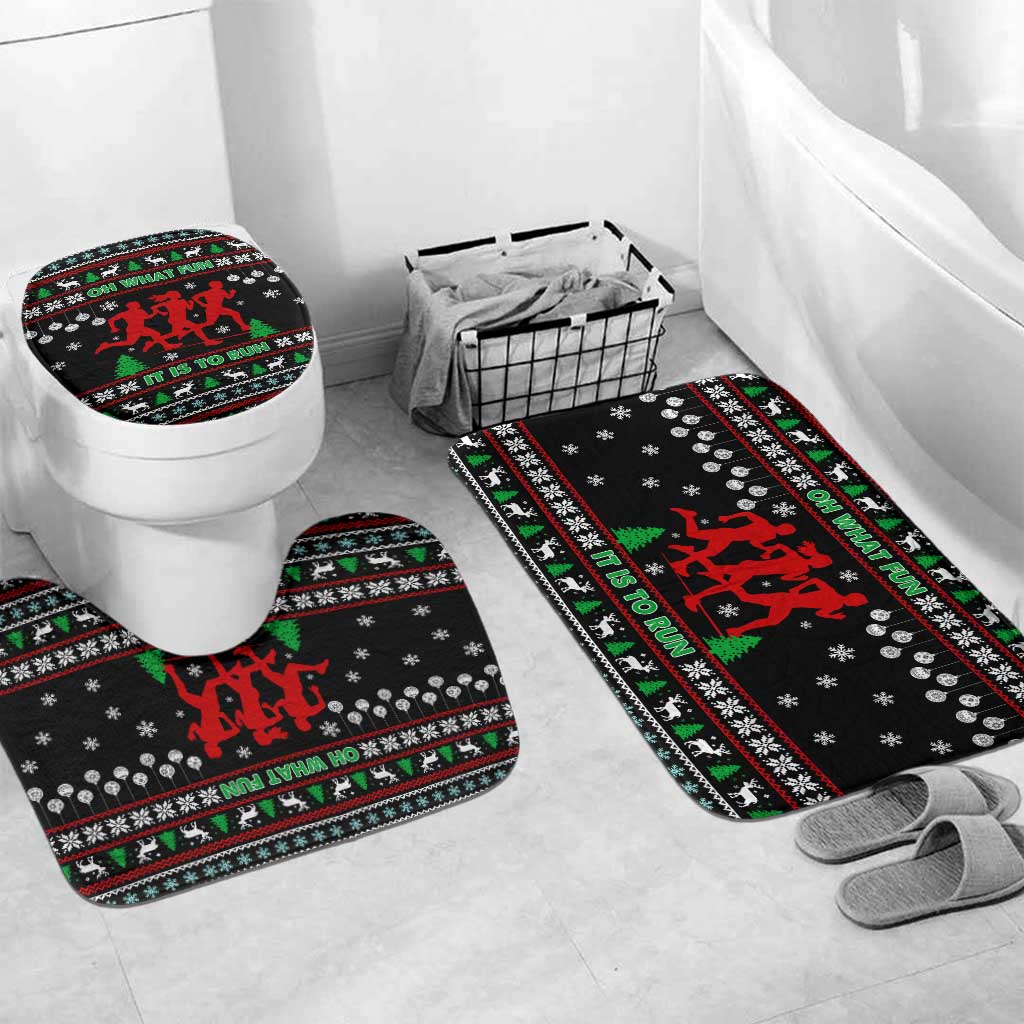 Running Oh What Fun Christmas Bathroom Set Xmas Holiday Patterns - Wonder Print Shop