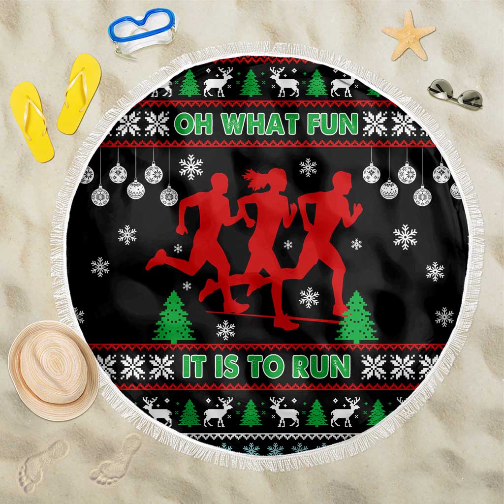 Running Oh What Fun Christmas Beach Blanket Xmas Holiday Patterns - Wonder Print Shop