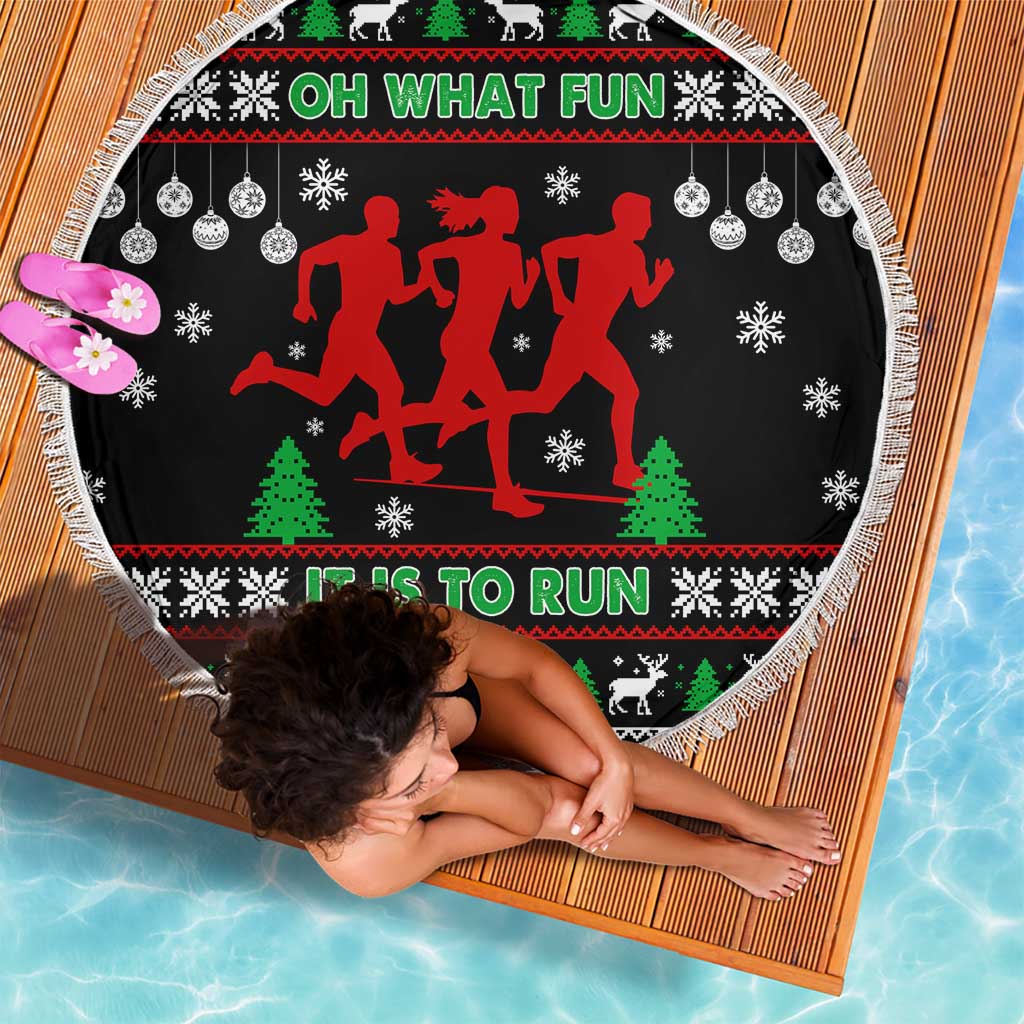 Running Oh What Fun Christmas Beach Blanket Xmas Holiday Patterns - Wonder Print Shop