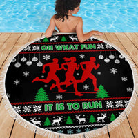Running Oh What Fun Christmas Beach Blanket Xmas Holiday Patterns - Wonder Print Shop