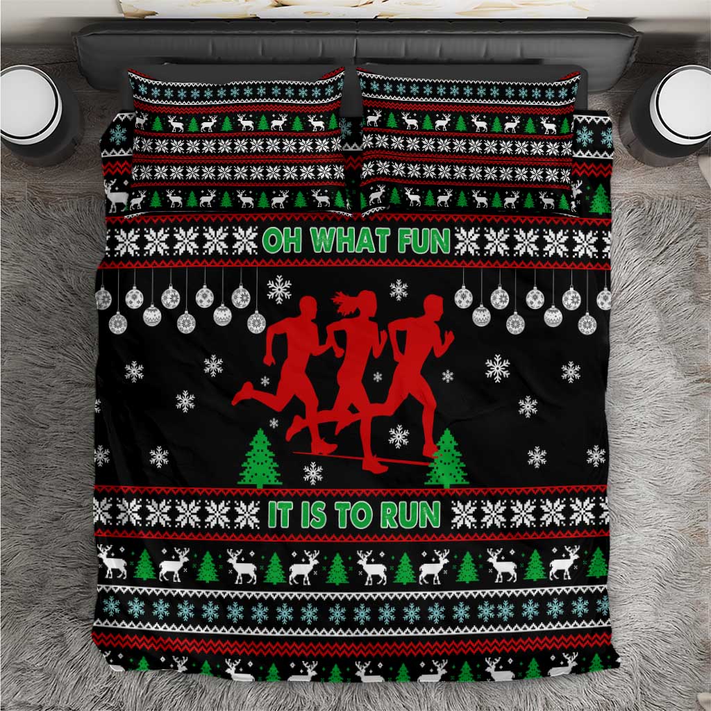 Running Oh What Fun Christmas Bedding Set Xmas Holiday Patterns - Wonder Print Shop