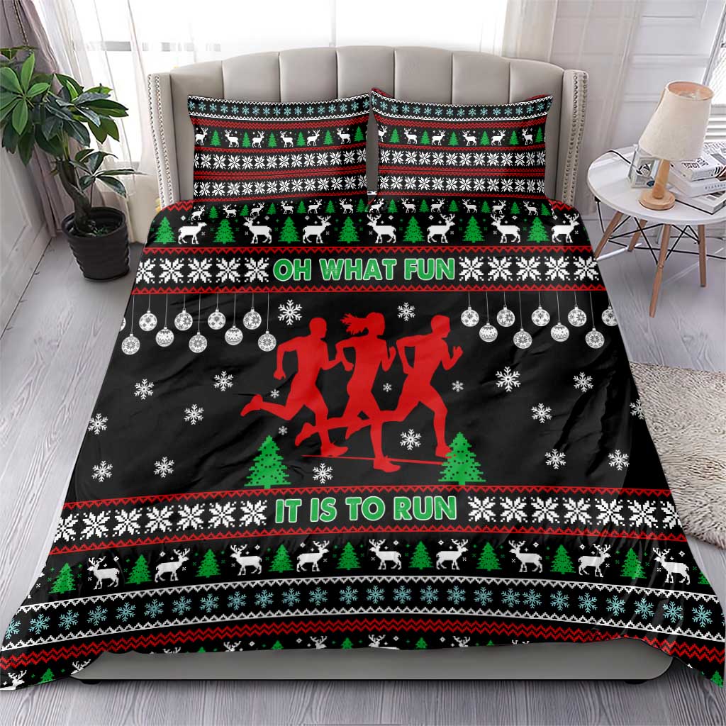 Running Oh What Fun Christmas Bedding Set Xmas Holiday Patterns - Wonder Print Shop