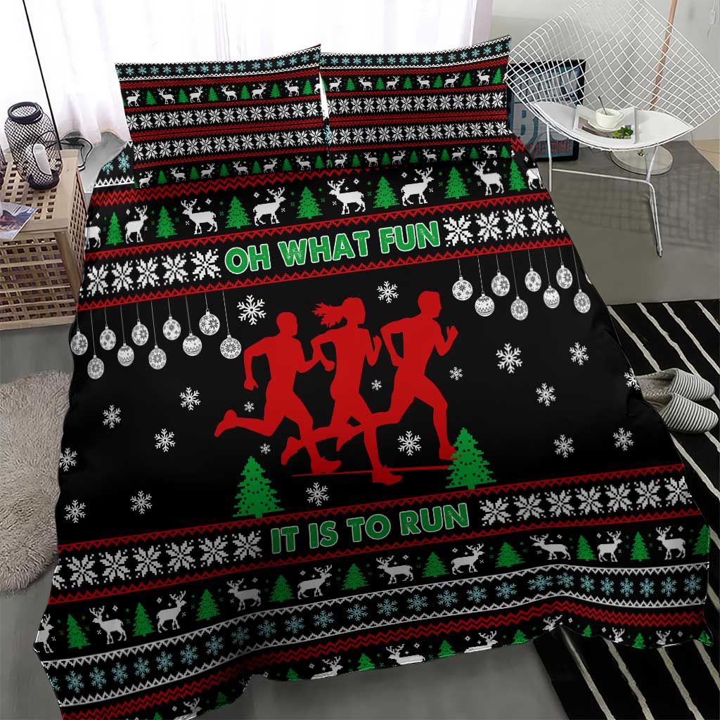 Running Oh What Fun Christmas Bedding Set Xmas Holiday Patterns - Wonder Print Shop