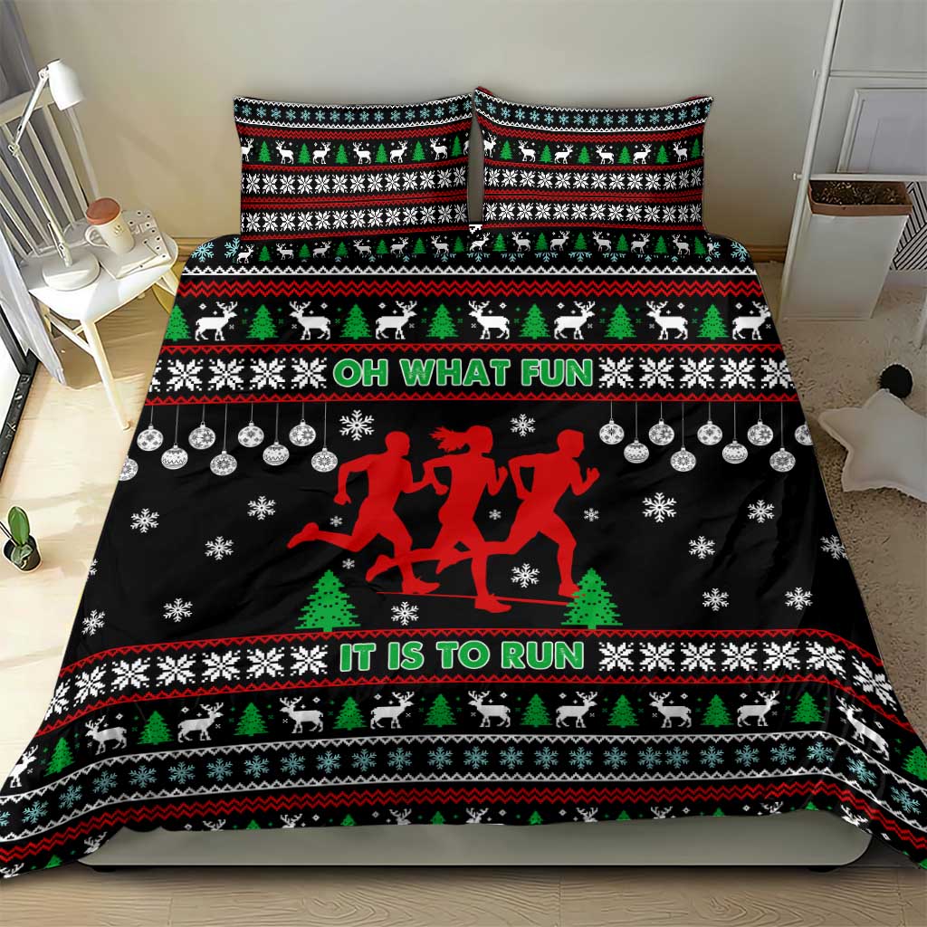 Running Oh What Fun Christmas Bedding Set Xmas Holiday Patterns - Wonder Print Shop