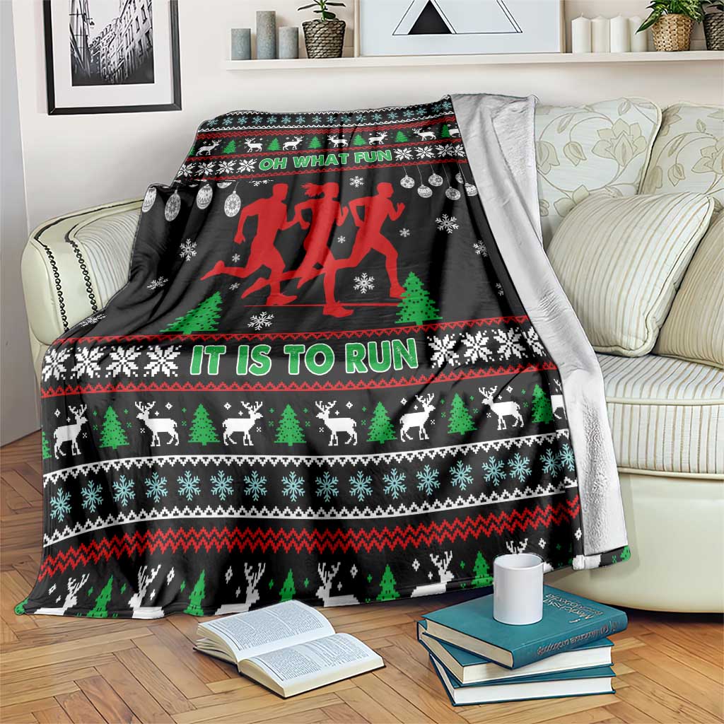 Running Oh What Fun Christmas Blanket Xmas Holiday Patterns - Wonder Print Shop