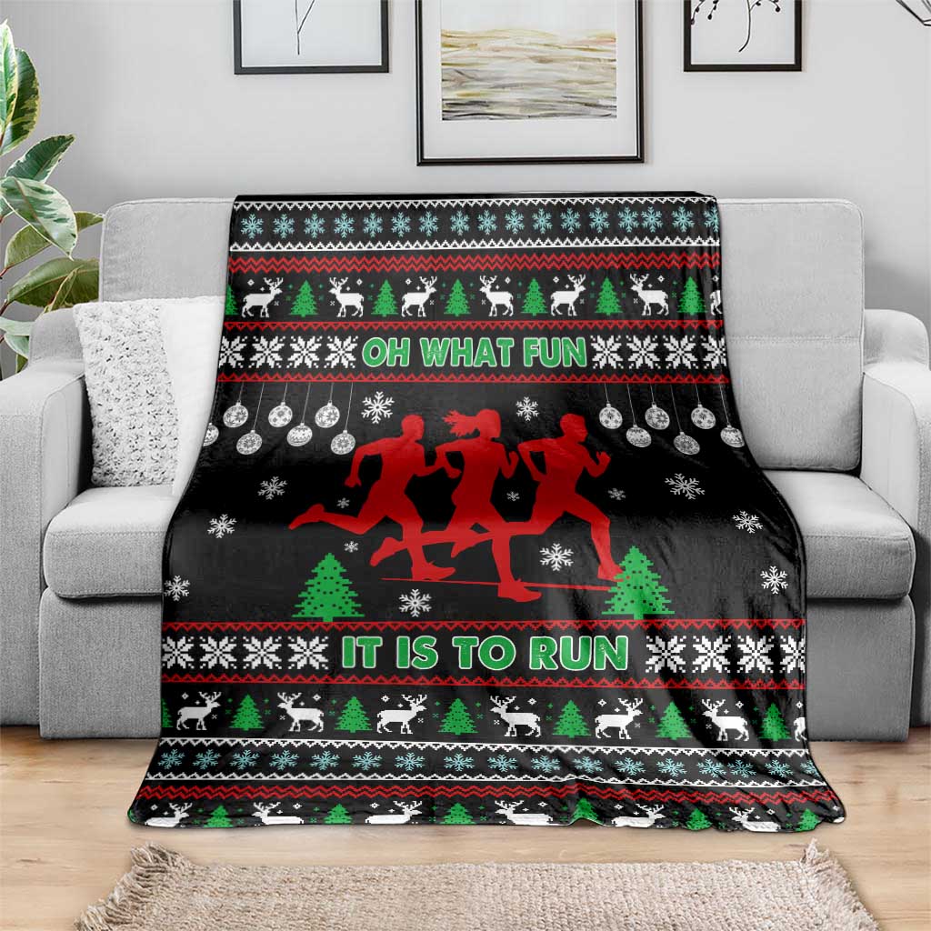 Running Oh What Fun Christmas Blanket Xmas Holiday Patterns - Wonder Print Shop