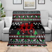 Running Oh What Fun Christmas Blanket Xmas Holiday Patterns - Wonder Print Shop