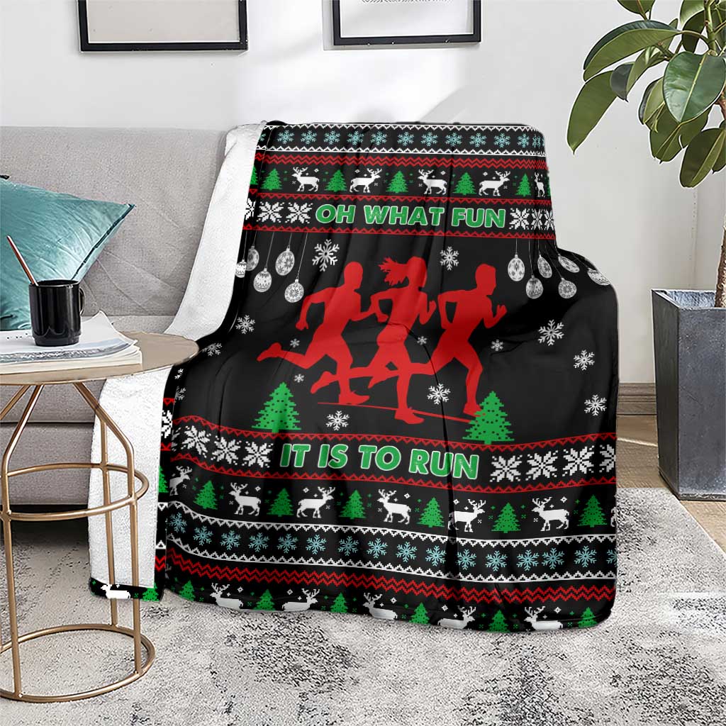 Running Oh What Fun Christmas Blanket Xmas Holiday Patterns - Wonder Print Shop