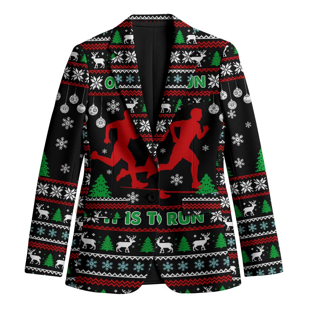 Running Oh What Fun Christmas Blazer Xmas Holiday Patterns - Wonder Print Shop