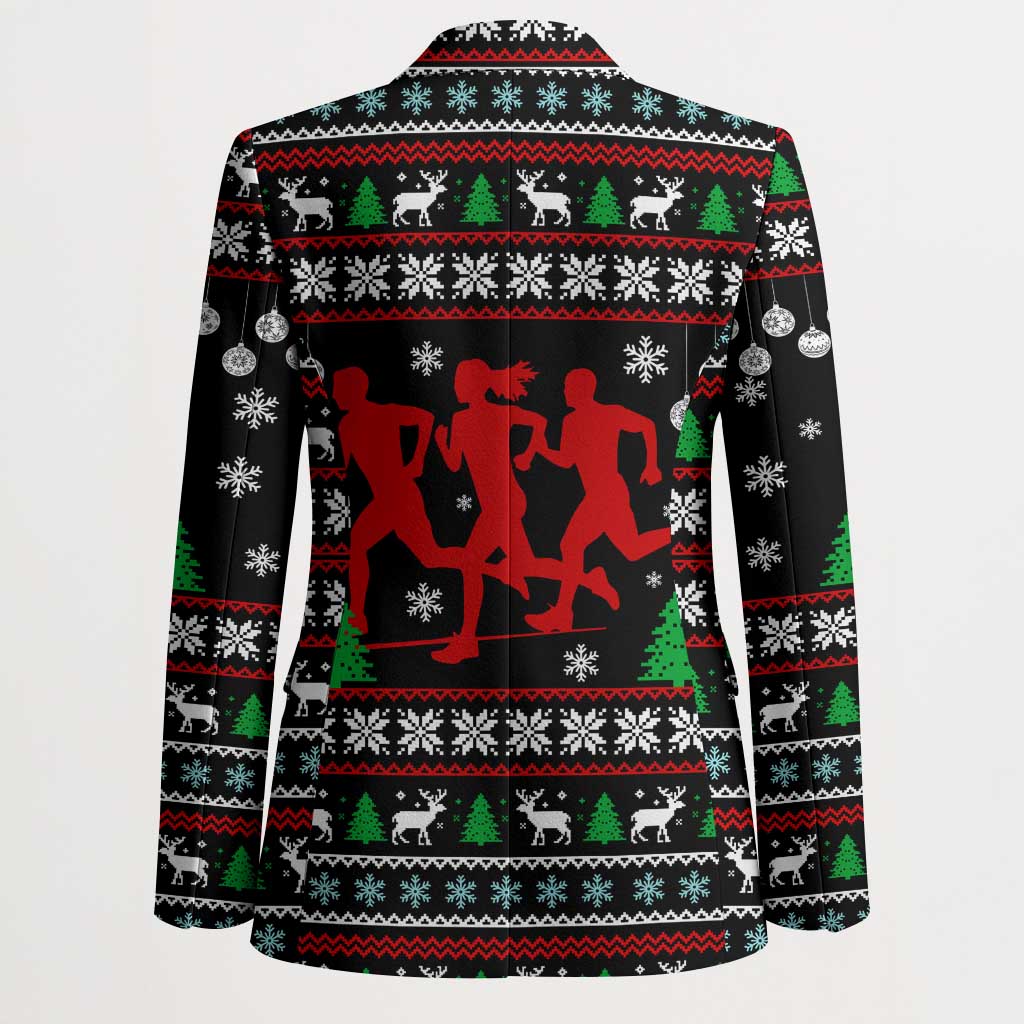 Running Oh What Fun Christmas Blazer Xmas Holiday Patterns - Wonder Print Shop