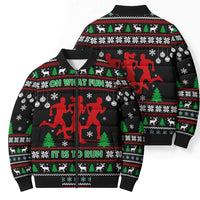 Running Oh What Fun Christmas Bomber Puffer Jacket Xmas Holiday Patterns - Wonder Print Shop