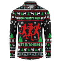 Running Oh What Fun Christmas Button Sweatshirt Xmas Holiday Patterns - Wonder Print Shop