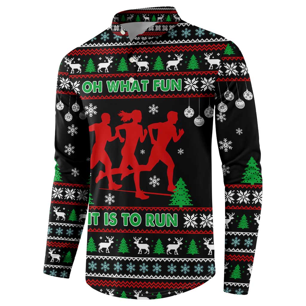 Running Oh What Fun Christmas Button Sweatshirt Xmas Holiday Patterns - Wonder Print Shop