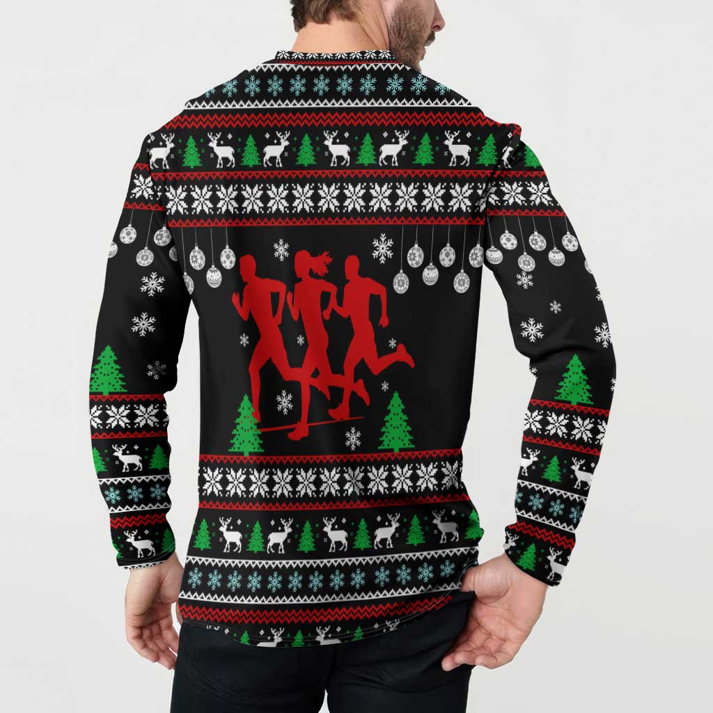 Running Oh What Fun Christmas Button Sweatshirt Xmas Holiday Patterns - Wonder Print Shop
