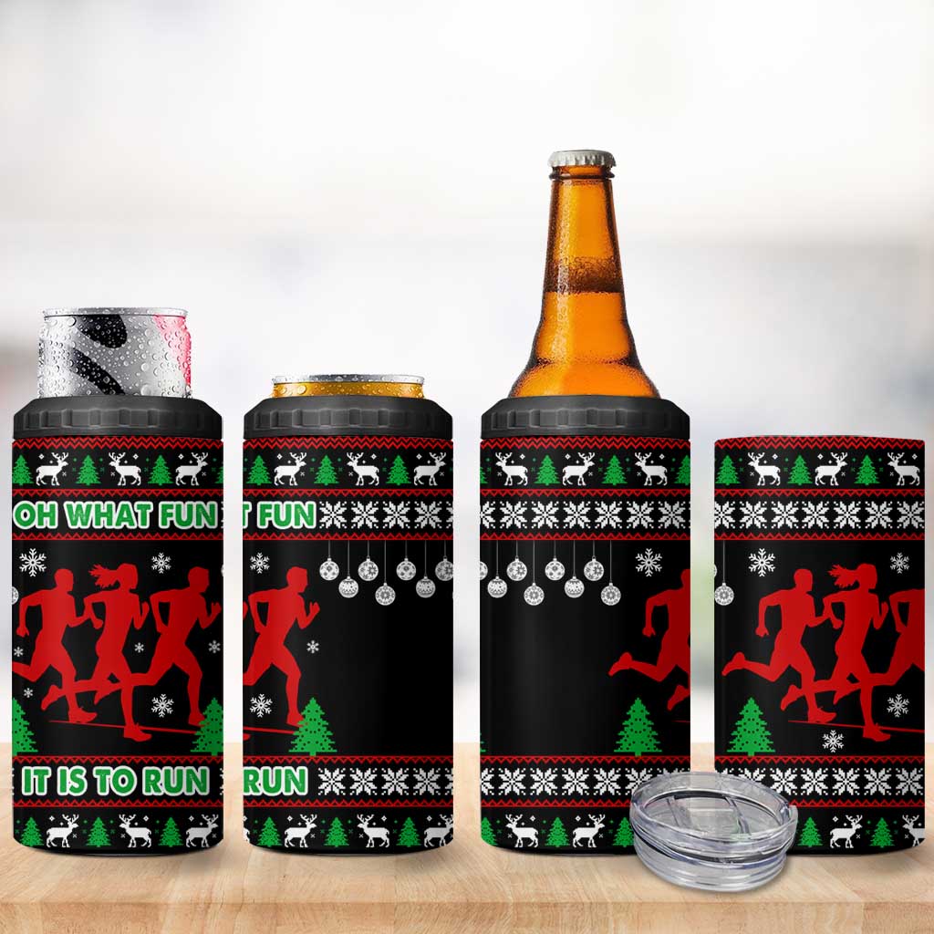 Running Oh What Fun Christmas 4 in 1 Can Cooler Tumbler Xmas Holiday Patterns - Wonder Print Shop