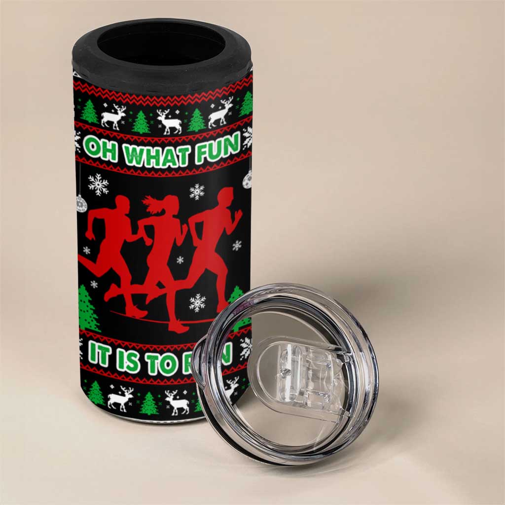 Running Oh What Fun Christmas 4 in 1 Can Cooler Tumbler Xmas Holiday Patterns - Wonder Print Shop