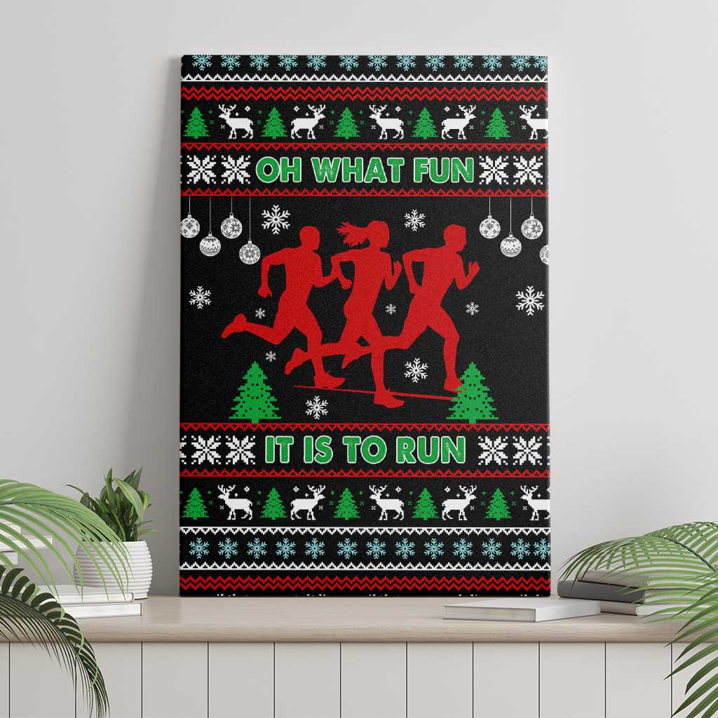 Running Oh What Fun Christmas Canvas Wall Art Xmas Holiday Patterns - Wonder Print Shop