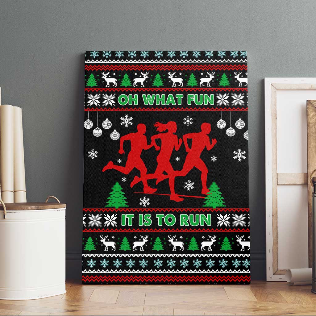 Running Oh What Fun Christmas Canvas Wall Art Xmas Holiday Patterns - Wonder Print Shop