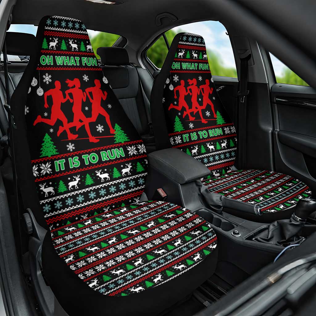 Running Oh What Fun Christmas Car Seat Cover Xmas Holiday Patterns - Wonder Print Shop