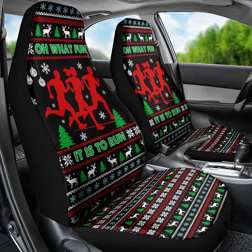 Running Oh What Fun Christmas Car Seat Cover Xmas Holiday Patterns - Wonder Print Shop