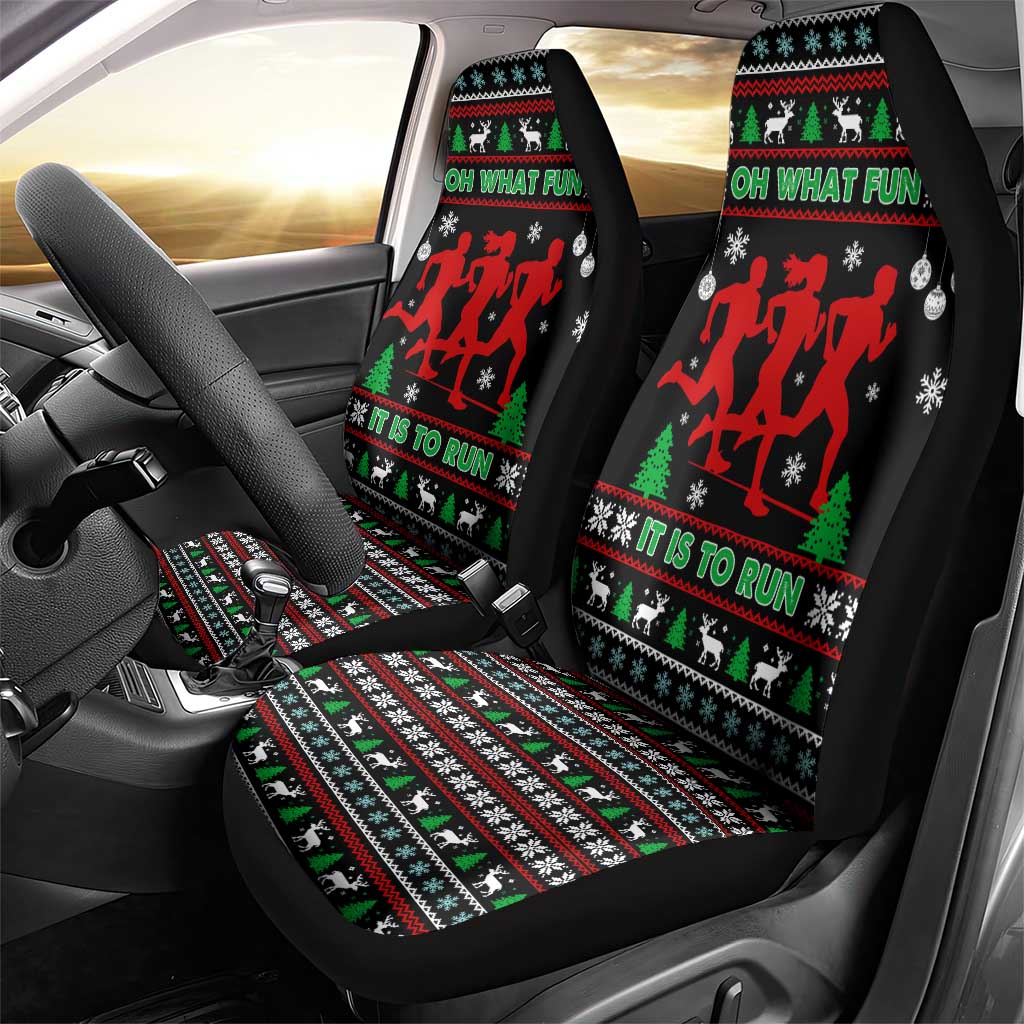 Running Oh What Fun Christmas Car Seat Cover Xmas Holiday Patterns - Wonder Print Shop