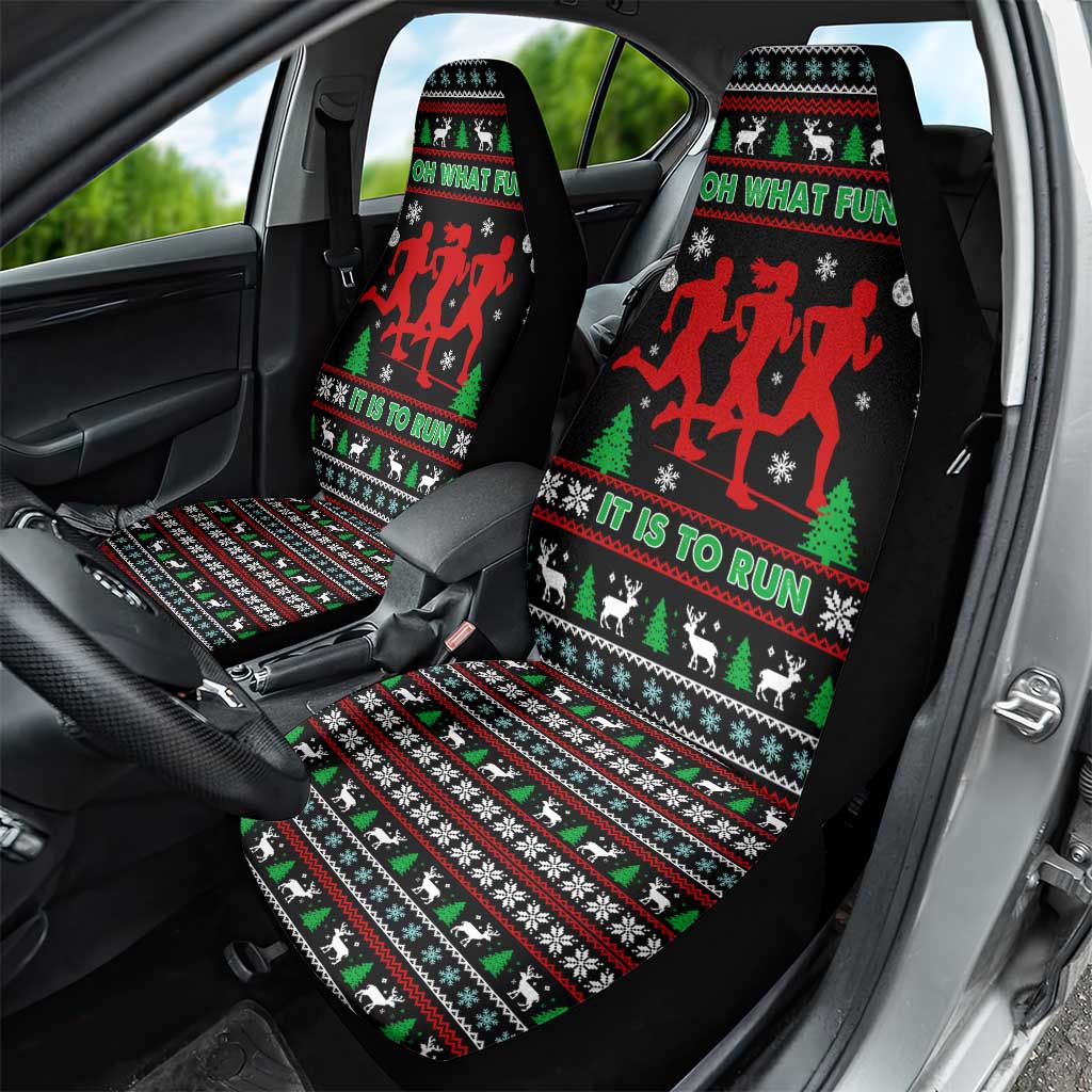 Running Oh What Fun Christmas Car Seat Cover Xmas Holiday Patterns - Wonder Print Shop
