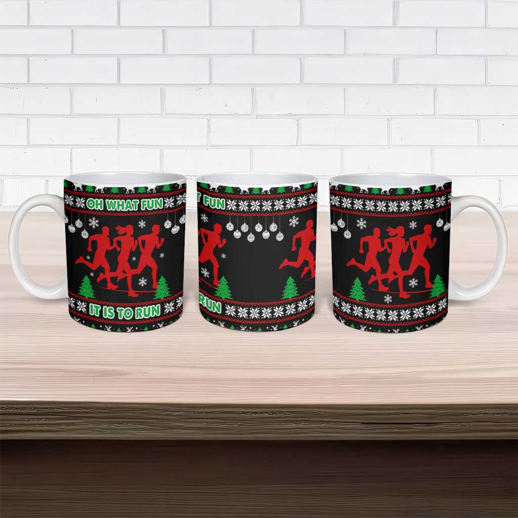 Running Oh What Fun Christmas Ceramic Mug Xmas Holiday Patterns - Wonder Print Shop