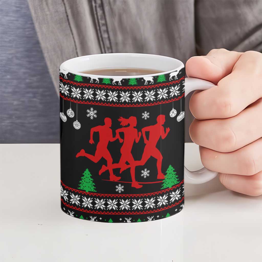 Running Oh What Fun Christmas Ceramic Mug Xmas Holiday Patterns - Wonder Print Shop