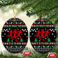 Running Oh What Fun Christmas Ceramic Ornament Xmas Holiday Patterns - Wonder Print Shop