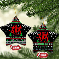 Running Oh What Fun Christmas Ceramic Ornament Xmas Holiday Patterns - Wonder Print Shop