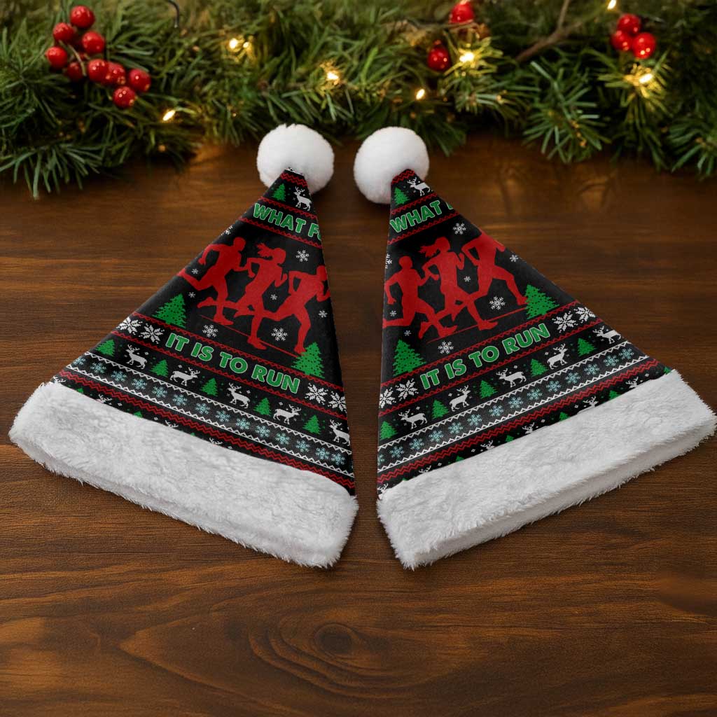 Running Oh What Fun Christmas Santa Hat Xmas Holiday Patterns - Wonder Print Shop