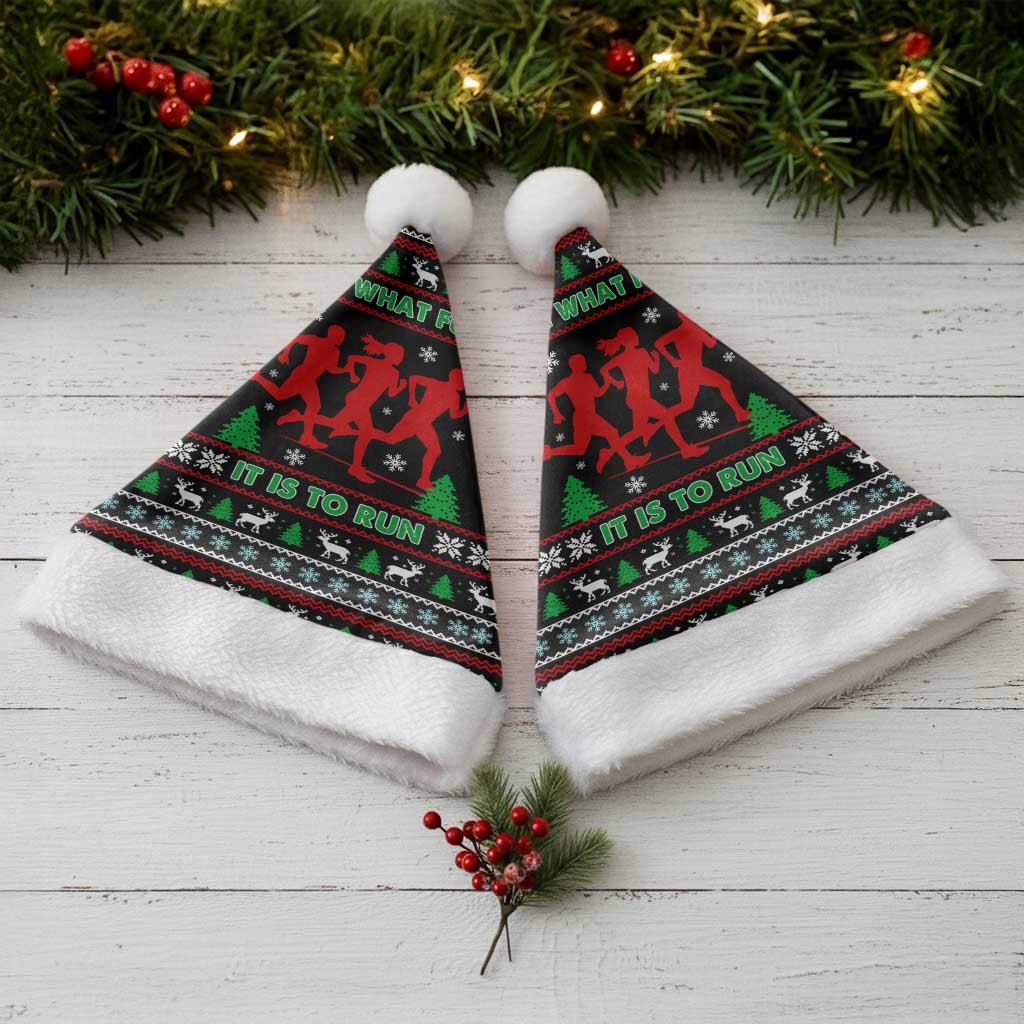 Running Oh What Fun Christmas Santa Hat Xmas Holiday Patterns - Wonder Print Shop