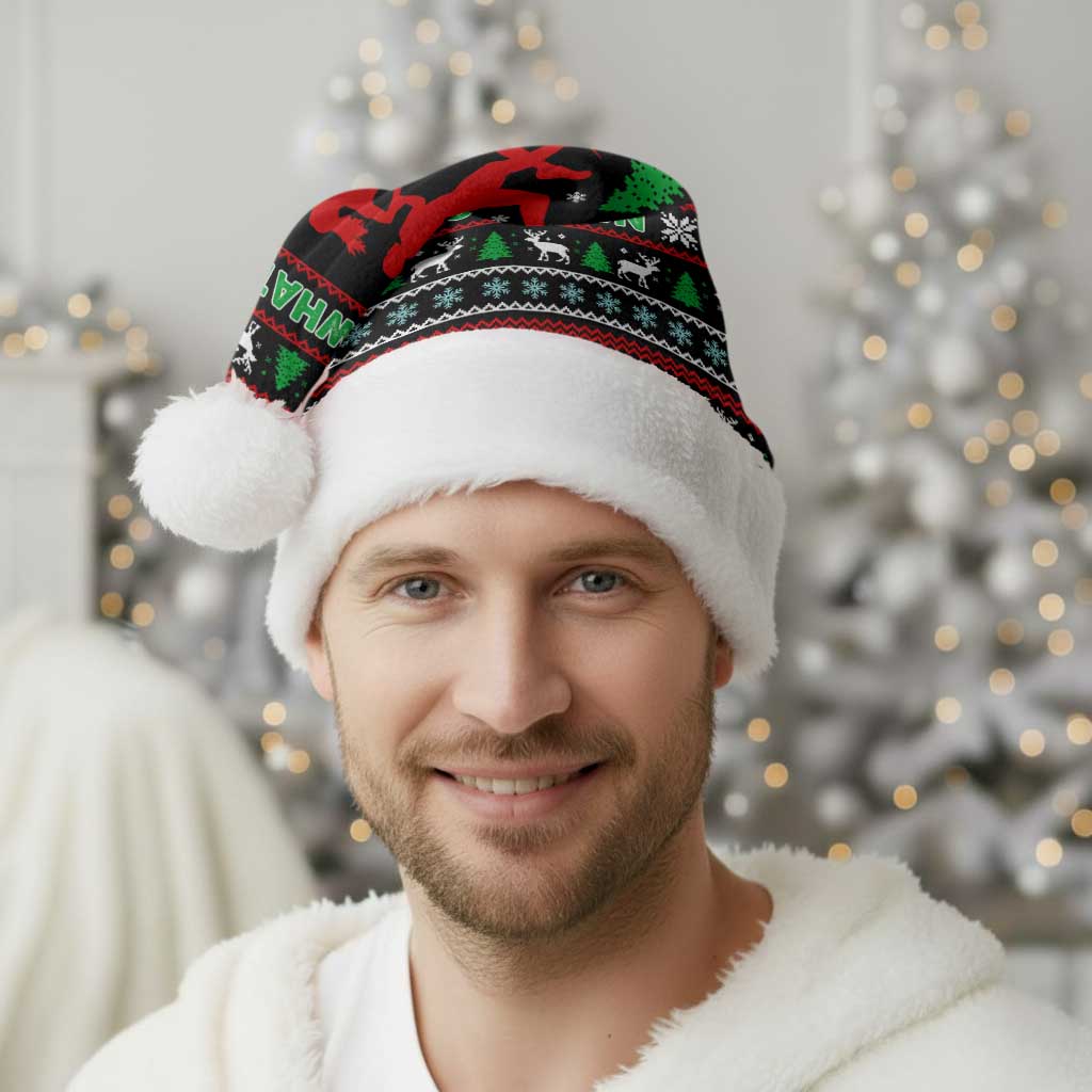 Running Oh What Fun Christmas Santa Hat Xmas Holiday Patterns - Wonder Print Shop