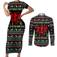 Running Oh What Fun Christmas Couples Matching Short Sleeve Bodycon Dress and Long Sleeve Button Shirt Xmas Holiday Patterns - Wonder Print Shop