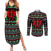 Running Oh What Fun Christmas Couples Matching Summer Maxi Dress and Long Sleeve Button Shirt Xmas Holiday Patterns - Wonder Print Shop