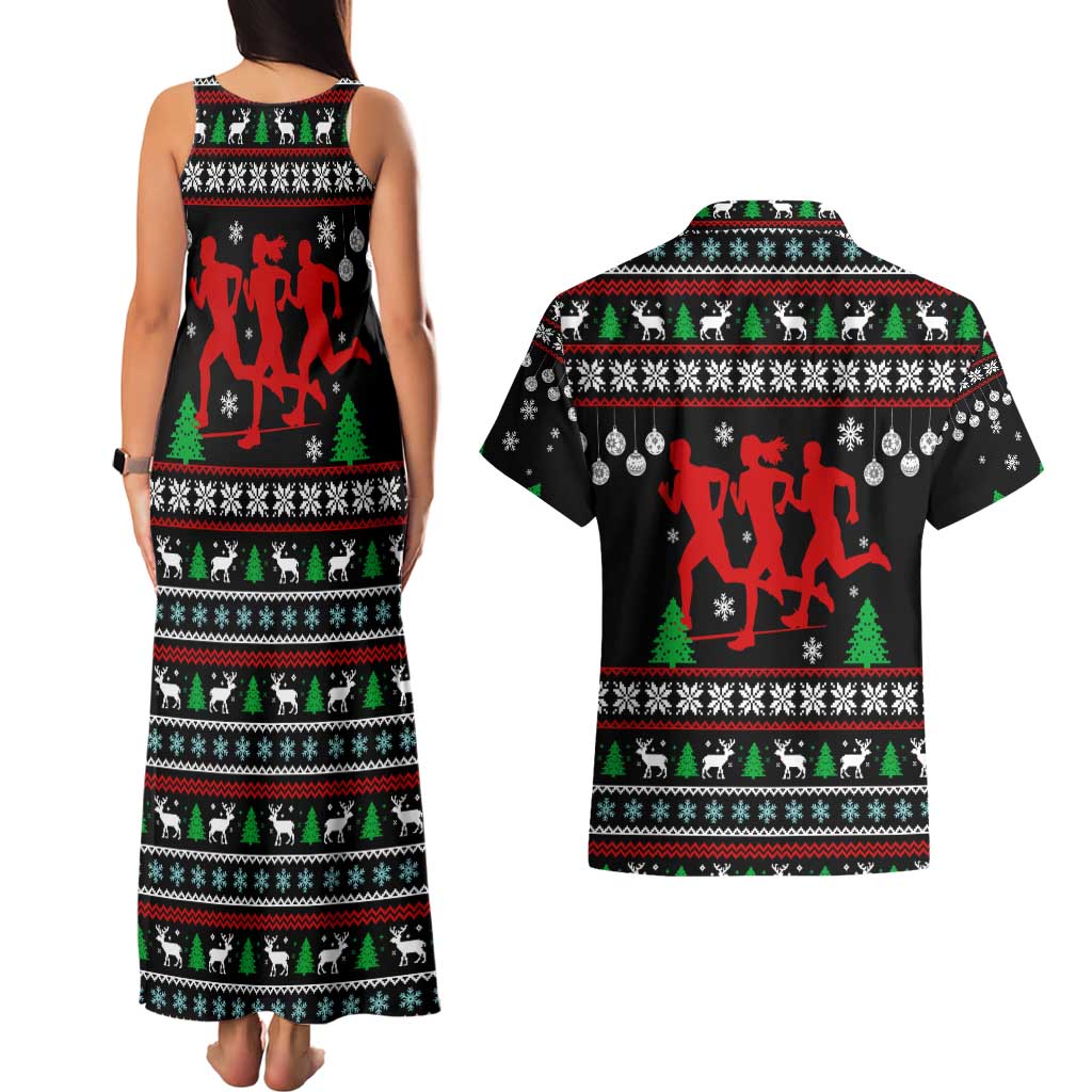 Running Oh What Fun Christmas Couples Matching Tank Maxi Dress and Hawaiian Shirt Xmas Holiday Patterns - Wonder Print Shop