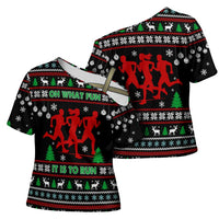 Running Oh What Fun Christmas Cross Shoulder Shirt Xmas Holiday Patterns - Wonder Print Shop