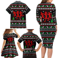 Running Oh What Fun Christmas Family Matching Long Sleeve Bodycon Dress and Hawaiian Shirt Xmas Holiday Patterns - Wonder Print Shop
