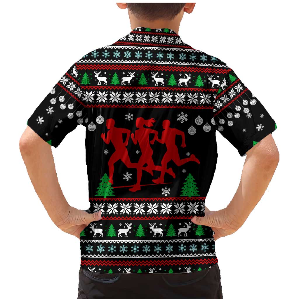 Running Oh What Fun Christmas Family Matching Mermaid Dress and Hawaiian Shirt Xmas Holiday Patterns - Wonder Print Shop