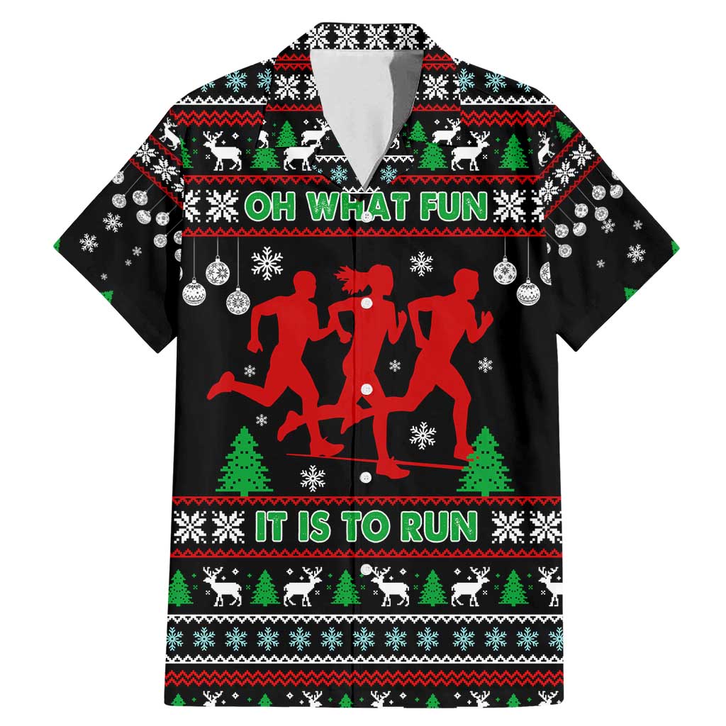 Running Oh What Fun Christmas Family Matching Mermaid Dress and Hawaiian Shirt Xmas Holiday Patterns - Wonder Print Shop