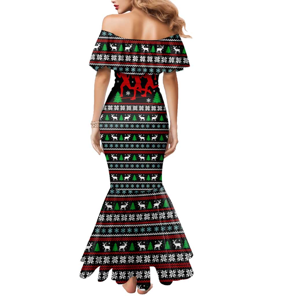 Running Oh What Fun Christmas Family Matching Mermaid Dress and Hawaiian Shirt Xmas Holiday Patterns - Wonder Print Shop
