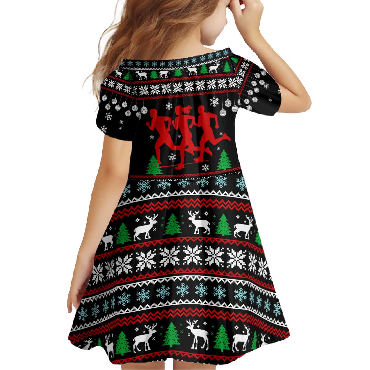 Running Oh What Fun Christmas Family Matching Off The Shoulder Long Sleeve Dress and Hawaiian Shirt Xmas Holiday Patterns - Wonder Print Shop