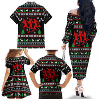 Running Oh What Fun Christmas Family Matching Off The Shoulder Long Sleeve Dress and Hawaiian Shirt Xmas Holiday Patterns - Wonder Print Shop