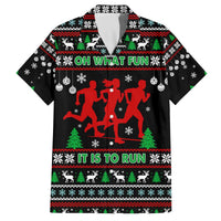 Running Oh What Fun Christmas Family Matching Off The Shoulder Long Sleeve Dress and Hawaiian Shirt Xmas Holiday Patterns - Wonder Print Shop