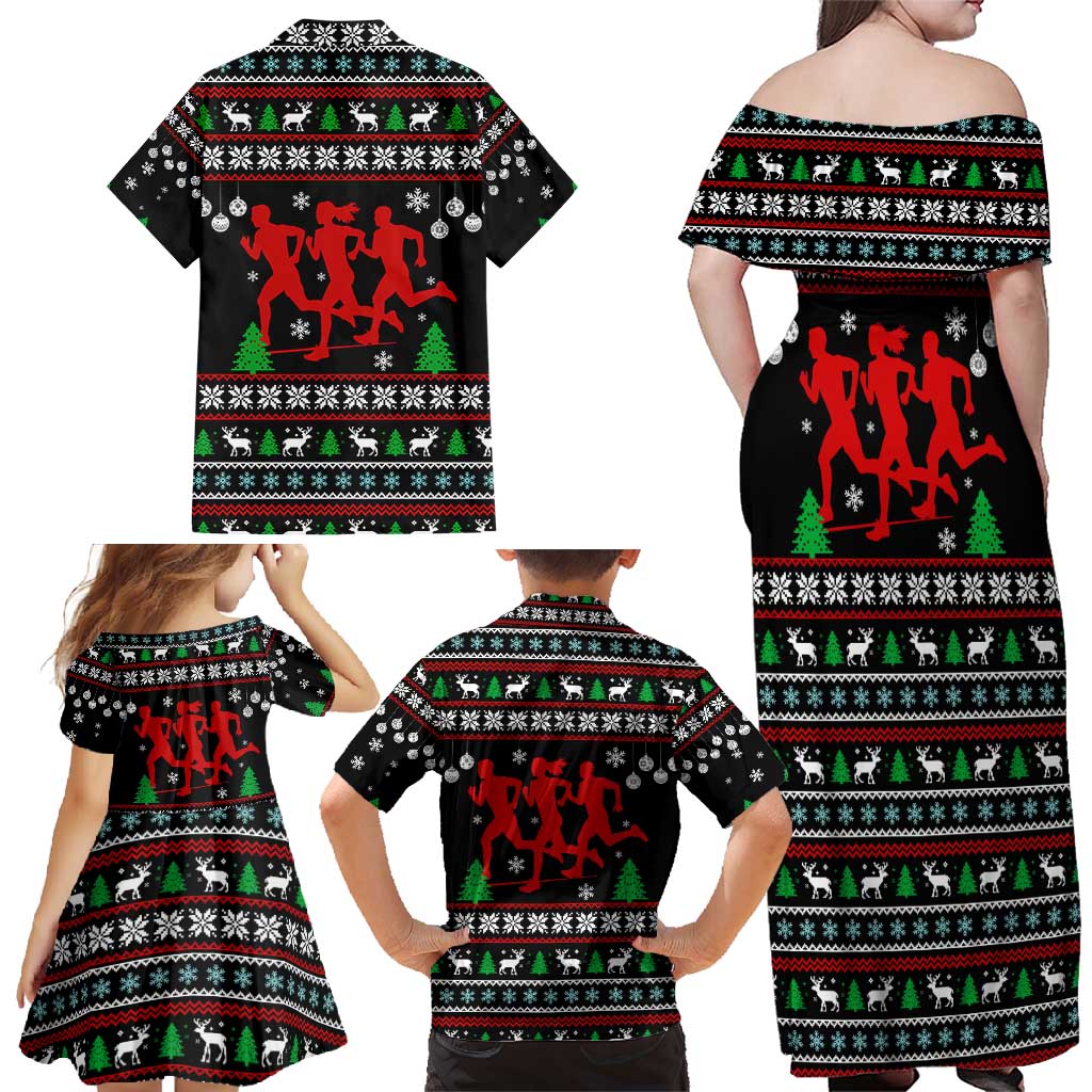 Running Oh What Fun Christmas Family Matching Off Shoulder Maxi Dress and Hawaiian Shirt Xmas Holiday Patterns - Wonder Print Shop