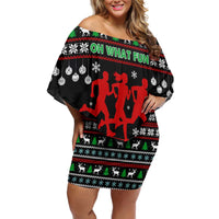 Running Oh What Fun Christmas Family Matching Off Shoulder Short Dress and Hawaiian Shirt Xmas Holiday Patterns - Wonder Print Shop
