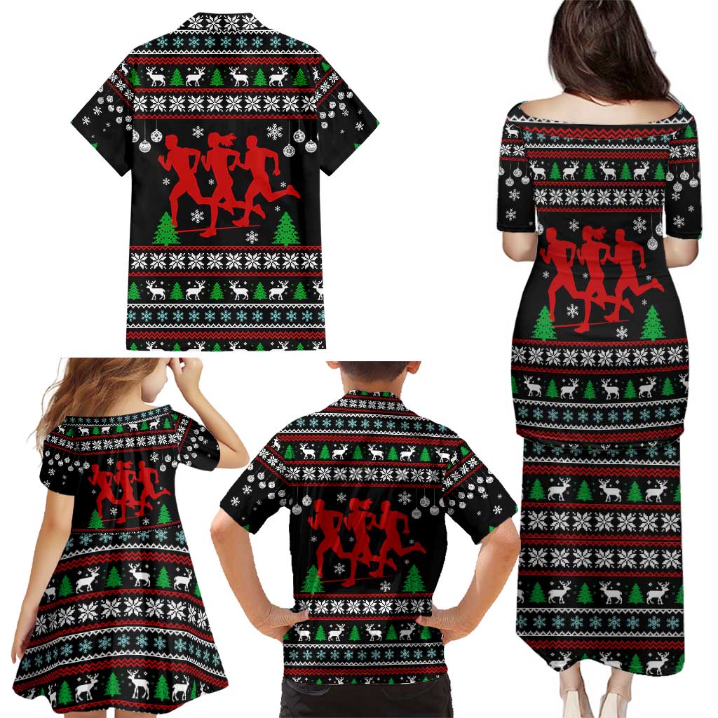 Running Oh What Fun Christmas Family Matching Puletasi and Hawaiian Shirt Xmas Holiday Patterns - Wonder Print Shop
