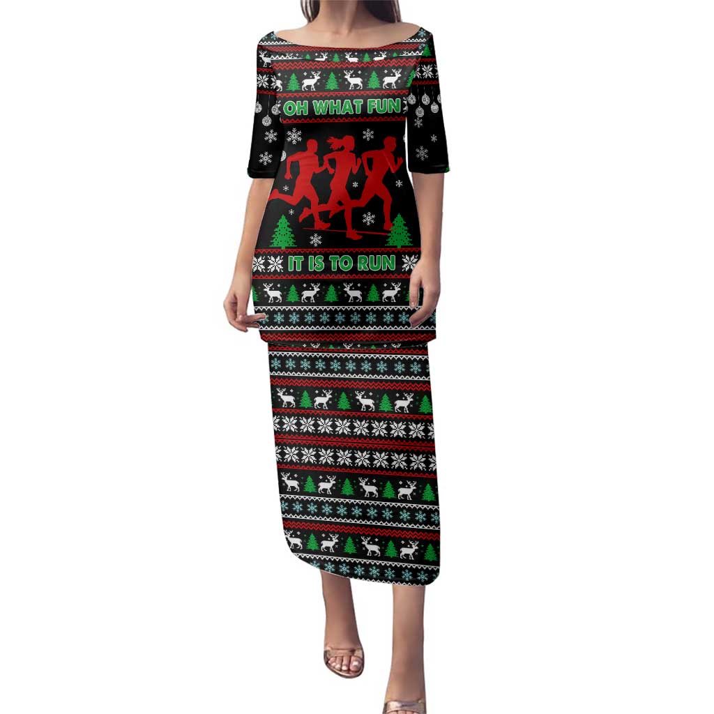 Running Oh What Fun Christmas Family Matching Puletasi and Hawaiian Shirt Xmas Holiday Patterns - Wonder Print Shop