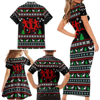 Running Oh What Fun Christmas Family Matching Short Sleeve Bodycon Dress and Hawaiian Shirt Xmas Holiday Patterns - Wonder Print Shop
