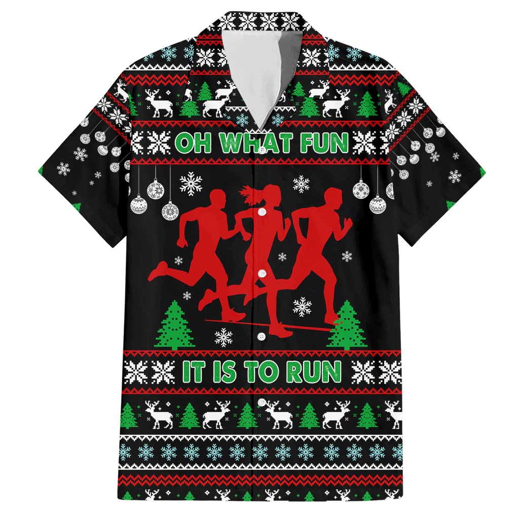 Running Oh What Fun Christmas Family Matching Short Sleeve Bodycon Dress and Hawaiian Shirt Xmas Holiday Patterns - Wonder Print Shop